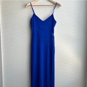 AFRM Blue Midi Dress with Mesh Detail